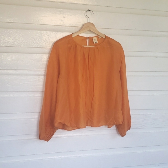 NWOT UNIQLO x Hana Tajima XL gathered longsleeve blouse - Picture 2 of 8